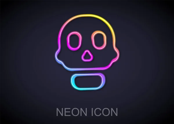 Zářící Neonová Čára Ikona Lebky Izolovaná Černém Pozadí Šťastný Halloweenský — Stockový vektor