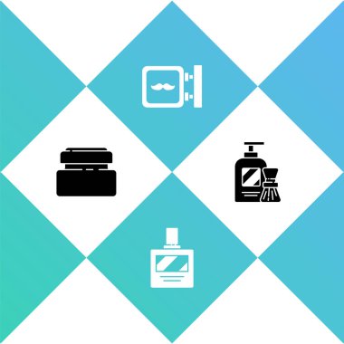 Krem veya losyon kozmetik tüpü, tıraş losyonu, berber dükkanı ve tıraş köpüğü ve fırça ikonu. Vektör.