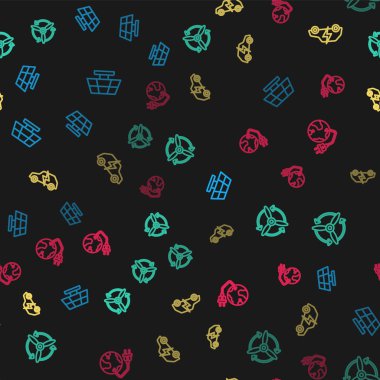 Güneş enerjisi paneli, rüzgar türbini, elektrikli araba ve Küresel güç gezegenini kusursuz bir şekilde ayarla. Vektör