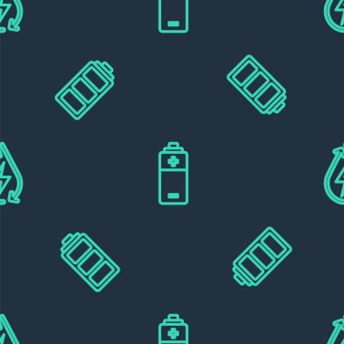 Batarya hattını ve su enerjisini kusursuz desene ayarlayın. Vektör