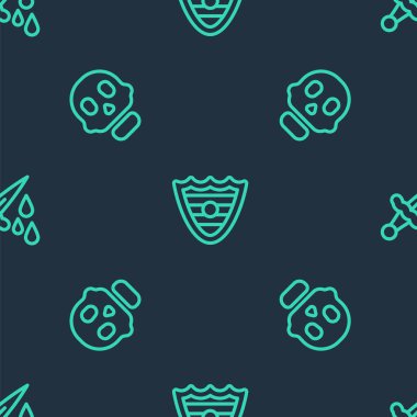 Kalkan, Kafatası ve Kılıç 'ı kusursuz bir şekilde yerleştirin. Vektör