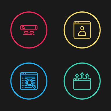 Satır Arama motoru, Tarayıcı penceresi, hesap ekranı ve simgesi oluştur. Vektör