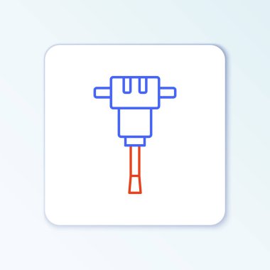 Line İnşaat matkap simgesi beyaz arka planda izole edildi. Renkli taslak konsepti. Vektör