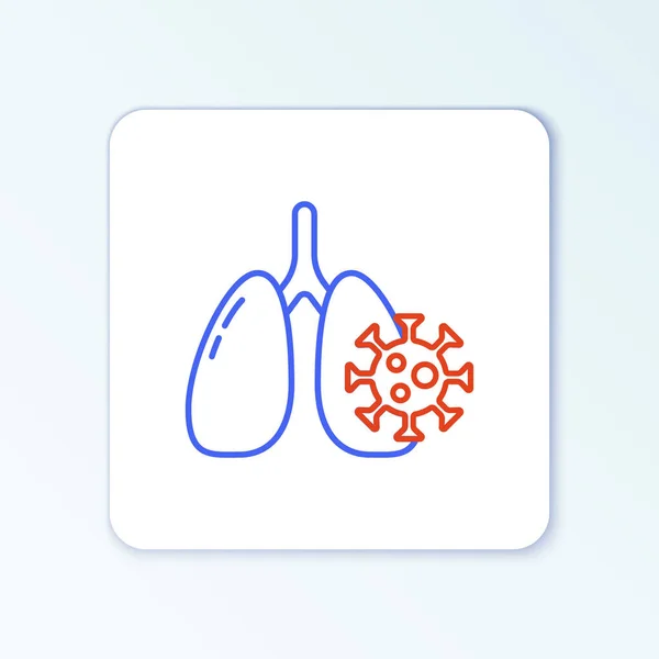 Ligne Cellules Virales Dans Icône Poumon Isolé Sur Fond Blanc — Image vectorielle