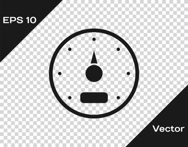 Icône Compteur Vitesse Noir Isolé Sur Fond Transparent Vecteur — Image vectorielle