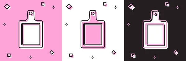 Set Icona Tagliere Isolato Sfondo Rosa Bianco Nero Simbolo Del — Vettoriale Stock