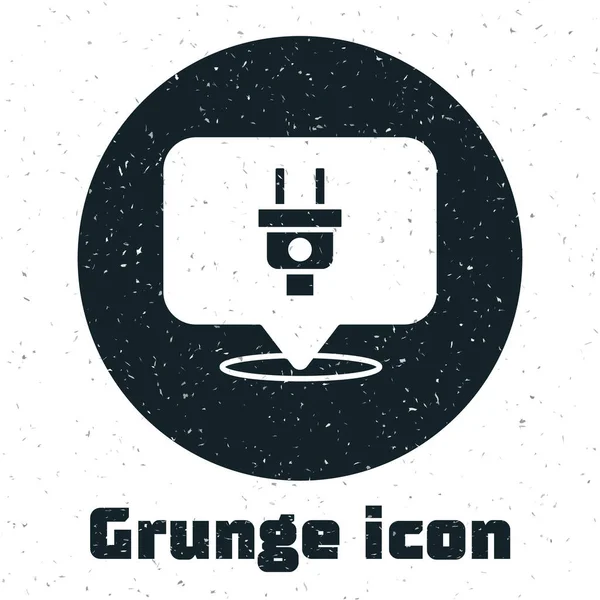 Grunge Electric Plug Symbol Isoliert Auf Weißem Hintergrund Konzept Der — Stockvektor