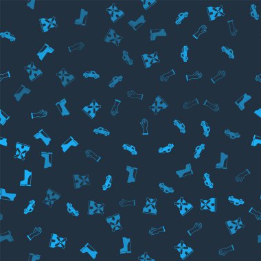 Yel değirmeni, kamyonet, lastik eldiven ve su geçirmez lastik botları kusursuz desene ayarlayın. Vektör