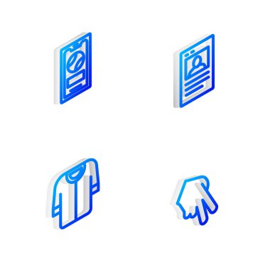 Isometric Line Beyzbol kartı, beyzbol, tişört ve eldiven ikonuyla mobil. Vektör