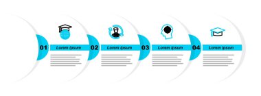 Mezuniyet şapkası, kelle avcılığı konsepti, insan kaynakları ve dünya ikonu. Vektör