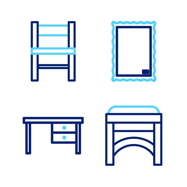 Set Line Chair Escritorio Oficina Imagen Icono Vector — Vector de stock