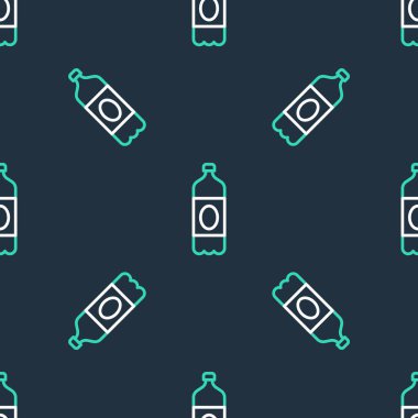 Çizgi Plastik bira şişesi ikonu siyah arka planda izole edilmiş. Vektör