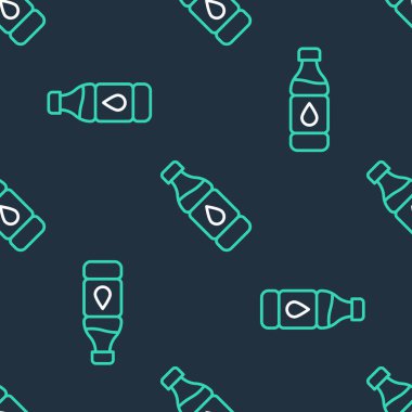 Bir şişe su ikonu siyah arka planda izole edilmiş. Soda su içme tabelası. Vektör