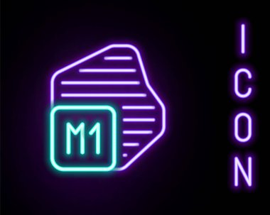 Parlayan neon hattı İşlemci simgesi siyah arkaplanda izole edildi. İşlemci, merkezi işlem birimi, mikroçip, mikro devre, bilgisayar işlemcisi, çip. Renkli taslak konsepti. Vektör