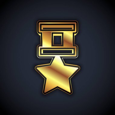 Altın Askeri Ödül ikonu siyah arka planda izole edildi. Ordu işareti. Vektör