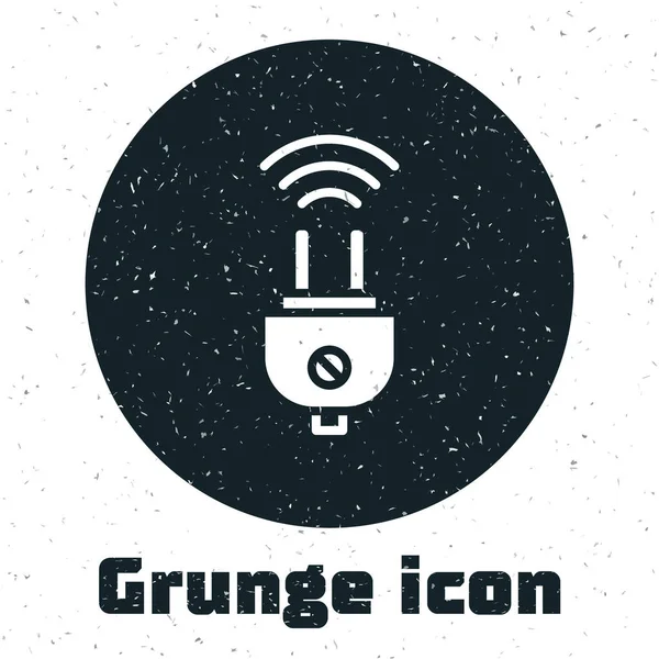 Grunge Smart Электрический Штекер Иконка Системы Изолированы Белом Фоне Концепция — стоковый вектор