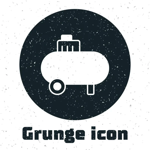 Grunge Air Compressor Icon Isolated White Background Monochrome Vintage Drawing — Stock Vector