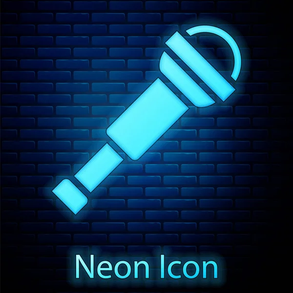 Ragyogó Neon Spyglass Teleszkóp Lencse Ikon Elszigetelt Téglafal Háttér Sailor — Stock Vector