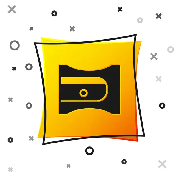 Zwarte Puntenslijper Pictogram Geïsoleerd Witte Achtergrond Gele Vierkante Knop Vector — Stockvector