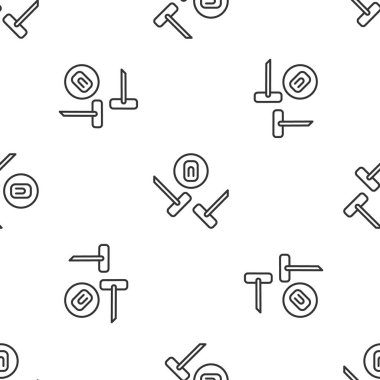 Gri Çizgili Curling spor oyun ikonu beyaz arka planda izole edilmiş pürüzsüz desen. Spor malzemeleri. Vektör.