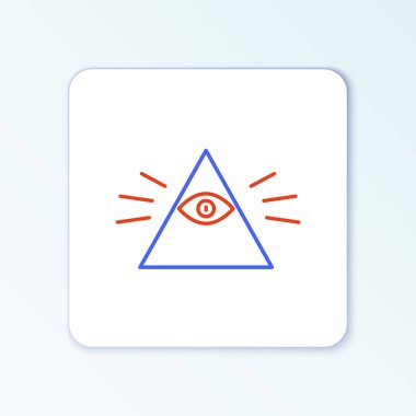 Çizgi Masonları Tanrı 'nın her şeyi gören gözü sembolü beyaz arka planda izole edilmiş. Üçgendeki Tanrı 'nın Gözü. Renkli taslak konsepti. Vektör