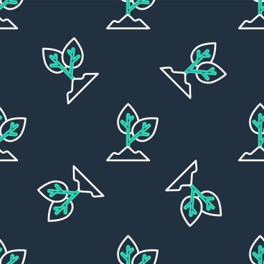 Çizgi Bitkisi simgesi siyah arkaplanda izole edilmiş kusursuz desen. Tohum ve tohum. İşaret bırakıyor. Yaprak doğası. Vektör