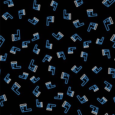 Line Electric Sander simgesi siyah arkaplanda kusursuz desen izole etti. Yörünge zımpara makinesi. Zemin ve ahşap zımpara kağıdı için. Vektör