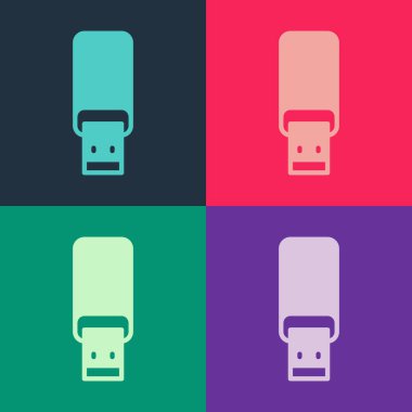 Pop art USB flash disk simgesi renk arkaplanında izole edildi. Vektör