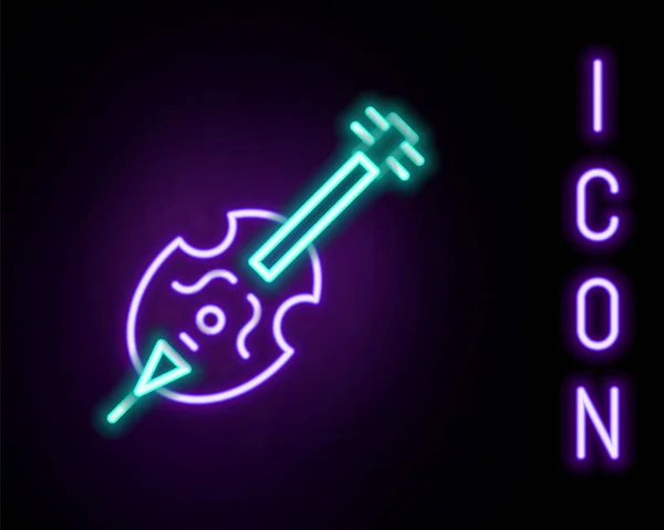 Gloeiende Neon Lijn Viool Icoon Geïsoleerd Zwarte Achtergrond Muziekinstrument Kleurrijk — Stockvector