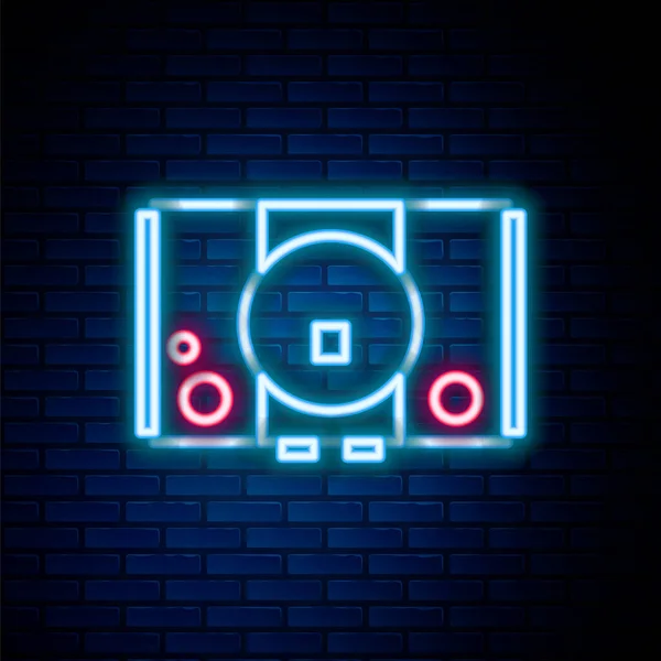 Glowing Neon Line Video Game Console Icon Isolated Brick Wall — Stock Vector