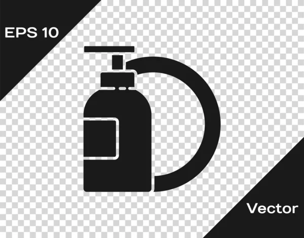 Negro Lavavajillas Botella Líquida Placa Icono Aislado Sobre Fondo Transparente — Vector de stock