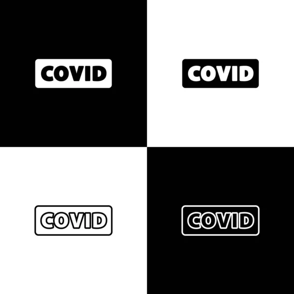 Impostare Corona Virus Covid Icona Isolata Sfondo Bianco Nero Batteri — Vettoriale Stock