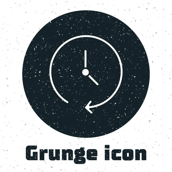 Ícone Relógio Grunge Isolado Fundo Branco Símbolo Temporal Desenho Vintage — Vetor de Stock