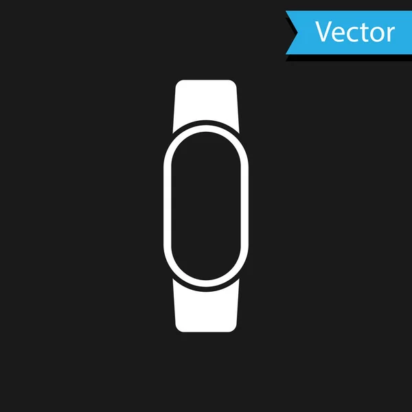 Icône Blanche Smartwatch Isolée Sur Fond Noir Vecteur — Image vectorielle