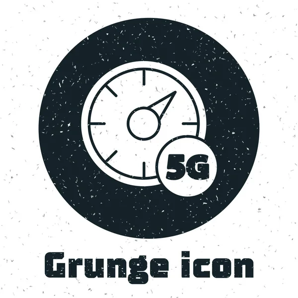 Grunge Digital Speed Meter Concept Icon Isolated White Background Global — Stock Vector