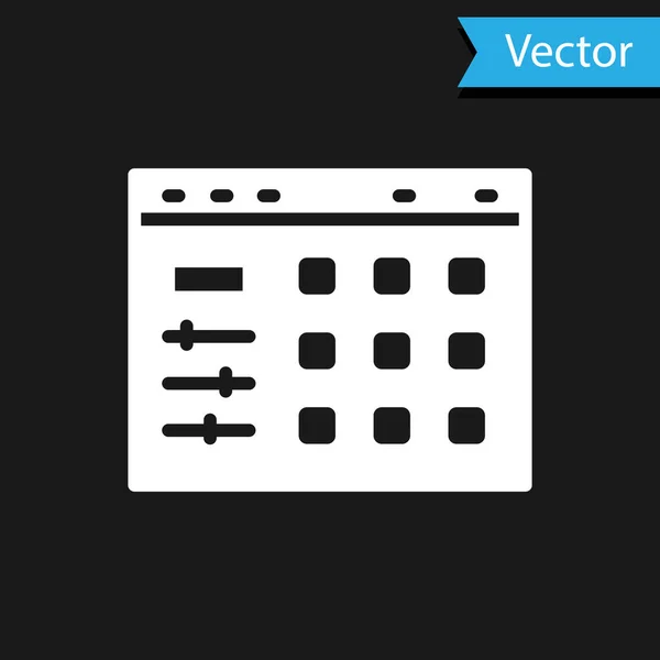 White Drum Machine Symbol Isoliert Auf Schwarzem Hintergrund Musikinstrumente Vektor — Stockvektor