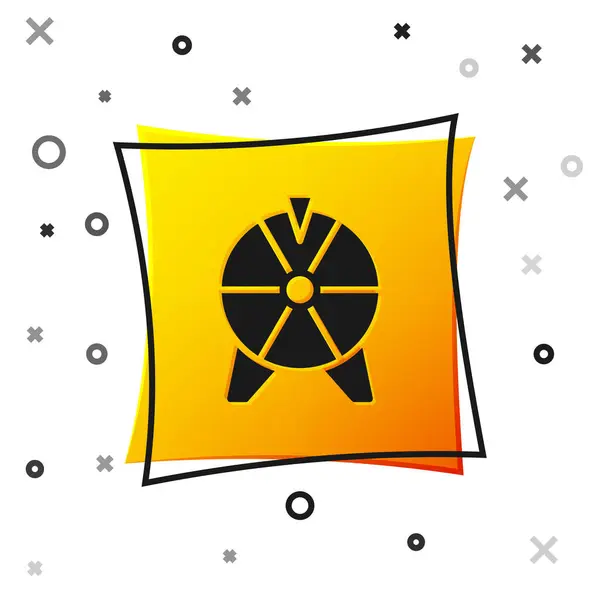 Czarna Szczęśliwa Ikona Koła Izolowana Białym Tle Żółty Kwadratowy Przycisk — Wektor stockowy