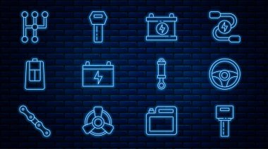 Hat anahtarını uzaktan kumandalı, direksiyonlu, pilli, vites kollu, şok emici ve ikonlu ayarla. Vektör