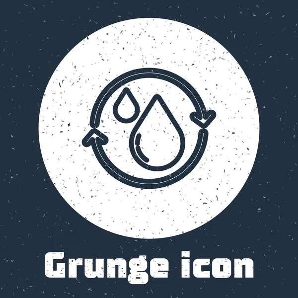 Grunge Line Recycle Clean Aqua Icon Isoliert Auf Grauem Hintergrund — Stockvektor