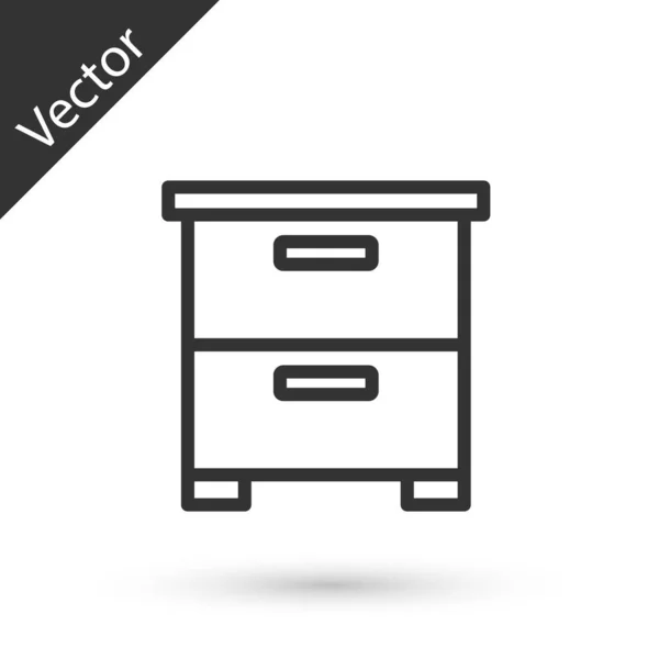 Línea Gris Muebles Icono Mesita Noche Aislado Sobre Fondo Blanco — Vector de stock