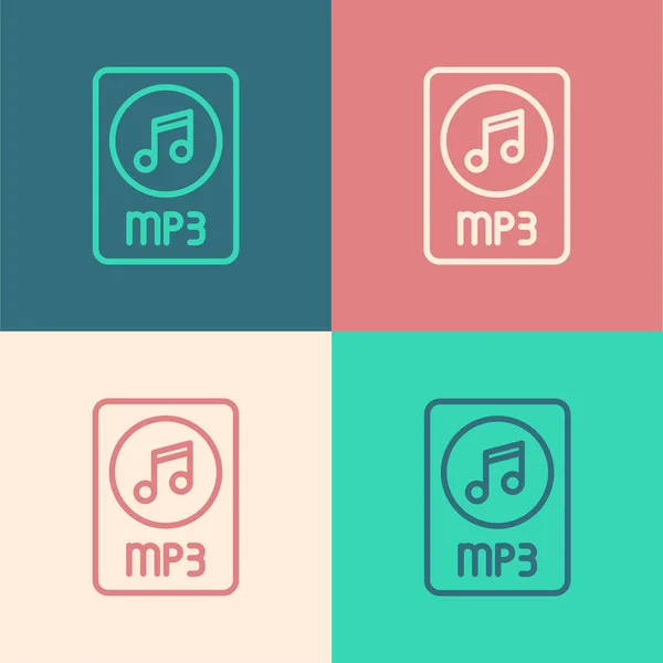 Pop Art Zeile Mp3 Datei Dokument Herunterladen Mp3 Taste Symbol — Stockvektor