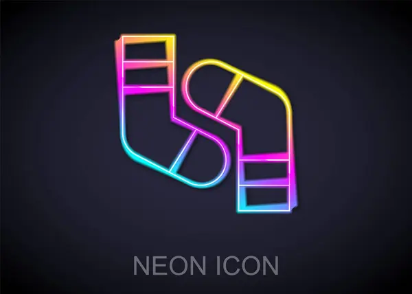 Leuchtende Neon Line Socken Icon Isoliert Auf Schwarzem Hintergrund Vektor — Stockvektor