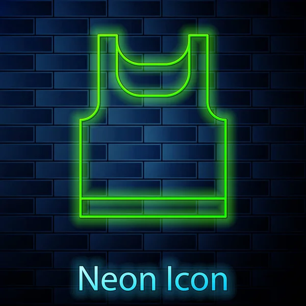 Glowing Neon Line Sleeveless Sport Shirt Icon Isolated Brick Wall — Stock Vector