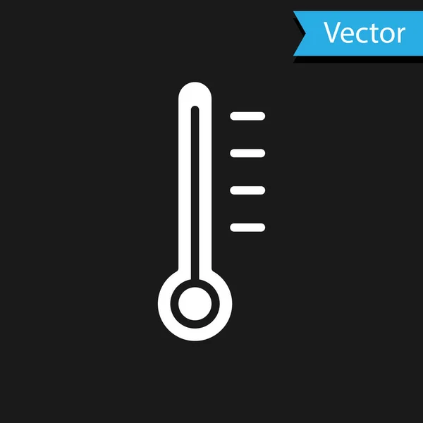 Weißes Thermometer Messsymbol Isoliert Auf Schwarzem Hintergrund Thermometer Die Heißes — Stockvektor