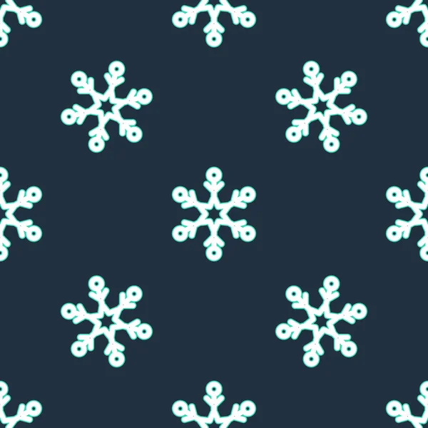 Line Snowflake Icon Isolated Seamless Pattern Black Background Vector — Stock Vector