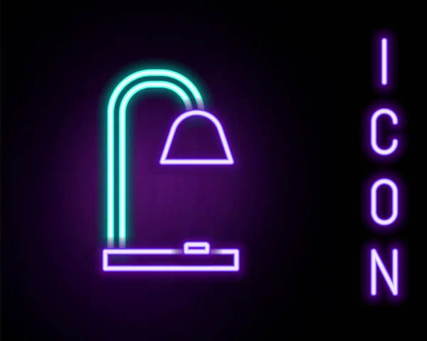 Leuchtende Neon Linie Tischlampen Symbol Isoliert Auf Schwarzem Hintergrund Buntes — Stockvektor
