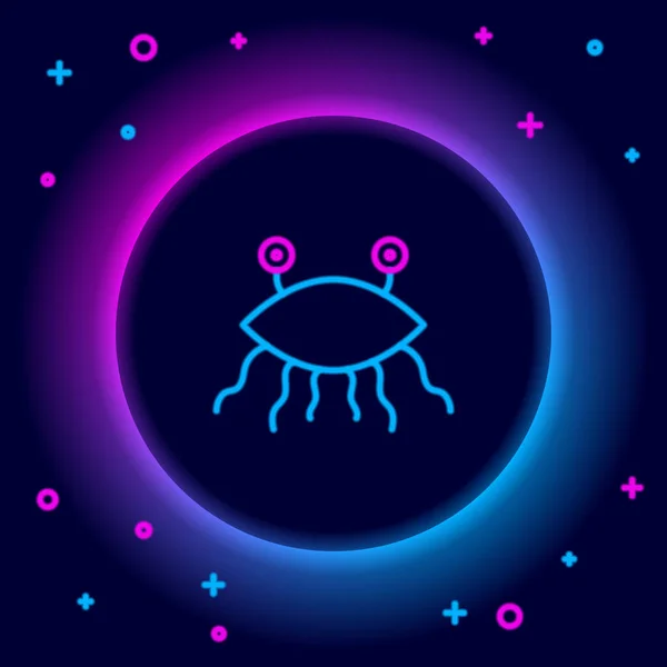 Glowing Neon Line Pastafarianism Icon Isolated Black Background Colorful Outline — Stock Vector