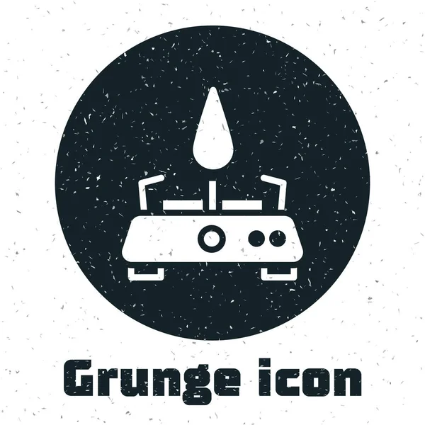 Grunge Camping Ícone Fogão Gás Isolado Fundo Branco Queimador Gás — Vetor de Stock
