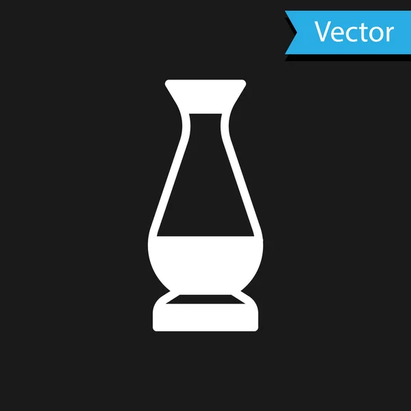 Ikone Der Weißen Indischen Vase Isoliert Auf Schwarzem Hintergrund Vektor — Stockvektor