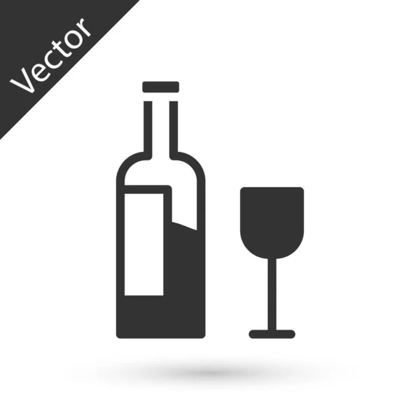 Garrafa Vinho Cinza Com Ícone Vidro Isolado Fundo Branco Vetor —  Vetores de Stock